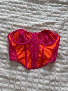Fuchsia & Orange Lace Bustier Corset Top